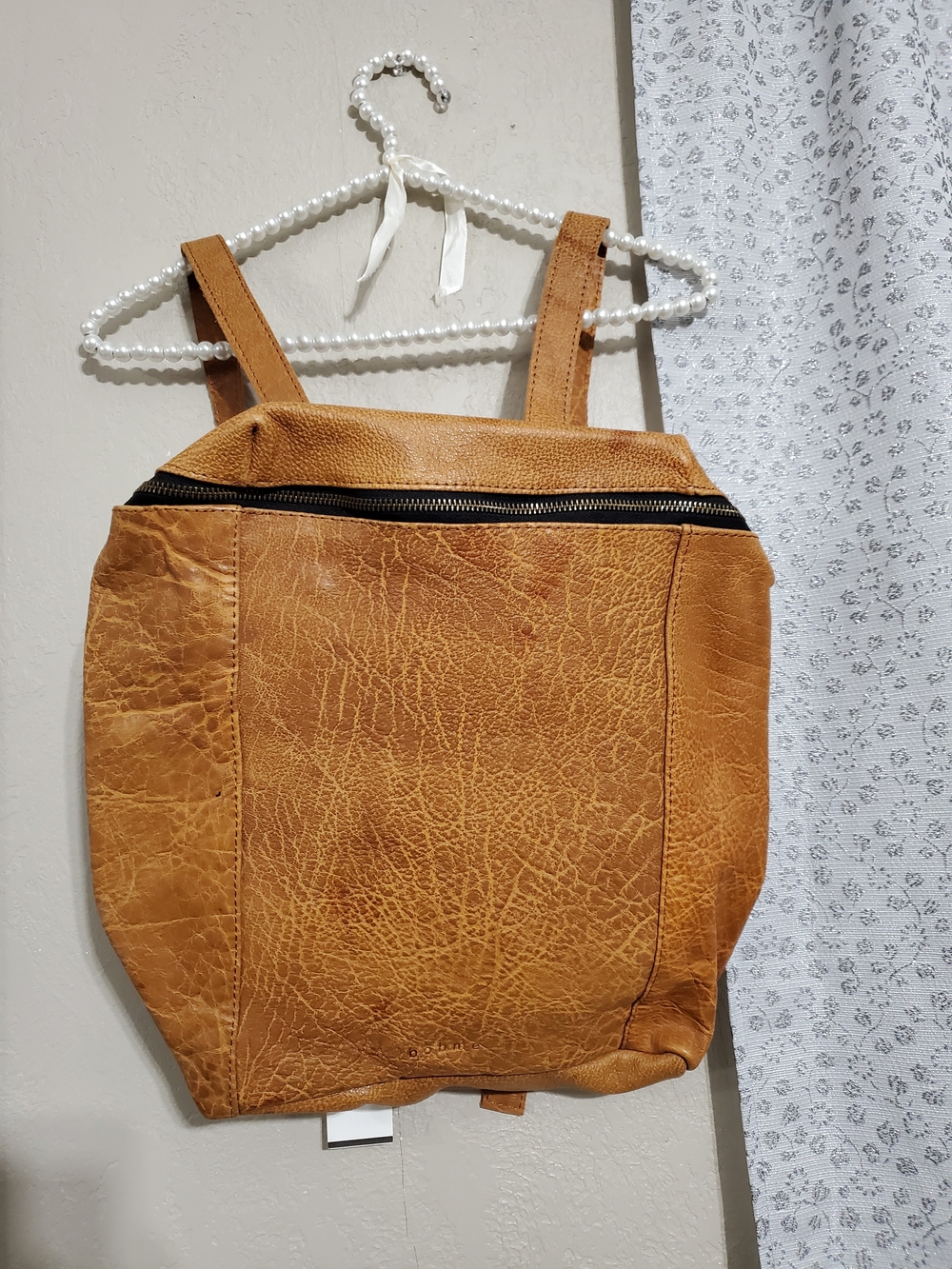 bohme Tan Leather Zip-Top Backpack